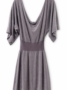 Arden B Silver-Gray One-Shoulder Cowl Dress